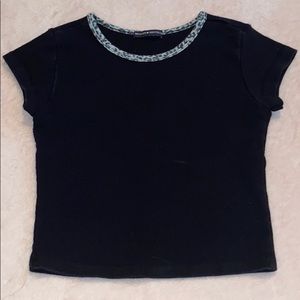 black crop top with cheetah print neckline!!